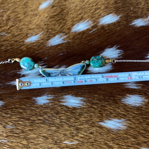 Sterling & turquoise ceramic butterfly necklace - Picture 5 of 5